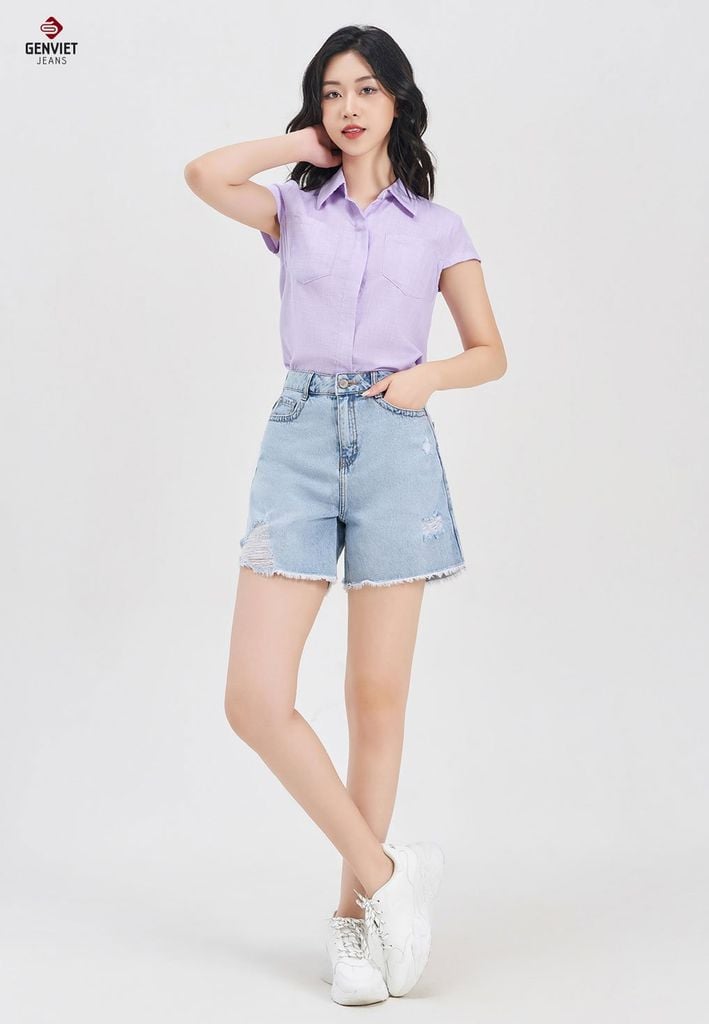 Quần Sooc Jeans Nữ Dáng A XQ428J8246