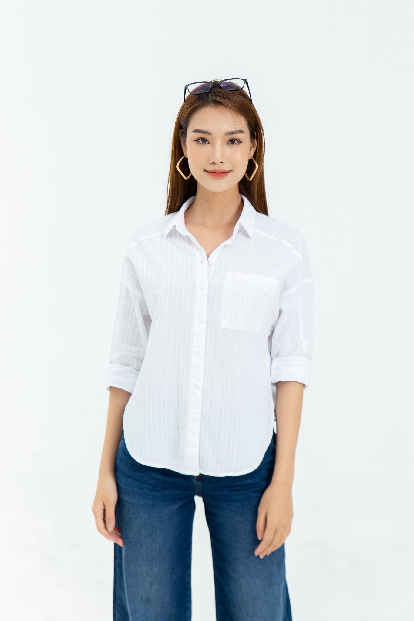  Áo Sơ Mi Dài Tay Nữ Cotton Suông TA124C2140 