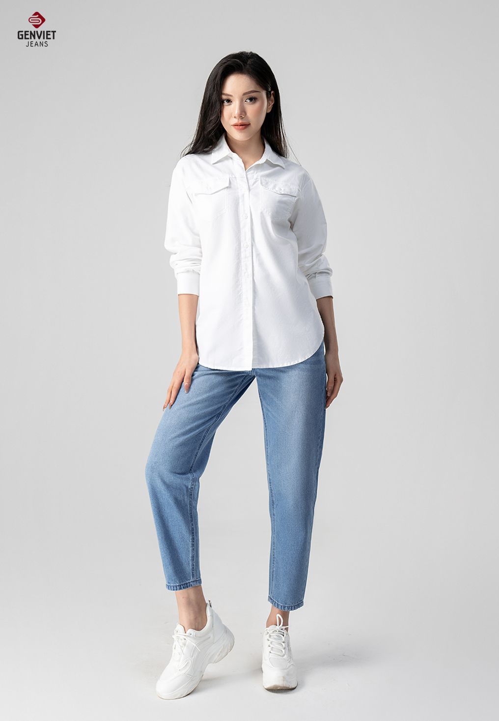  Áo Sơ Mi Dài Tay Nữ Cotton Suông TA124C8174 