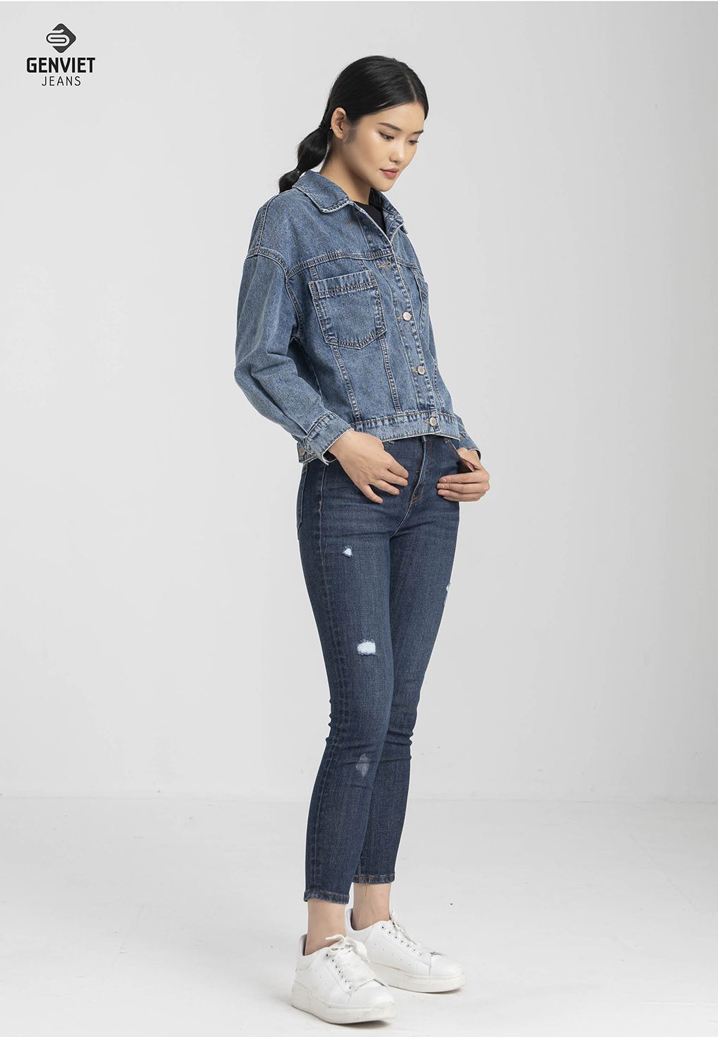  Áo Khoác 1 Lớp Nữ Jeans Suông TK124J8043 