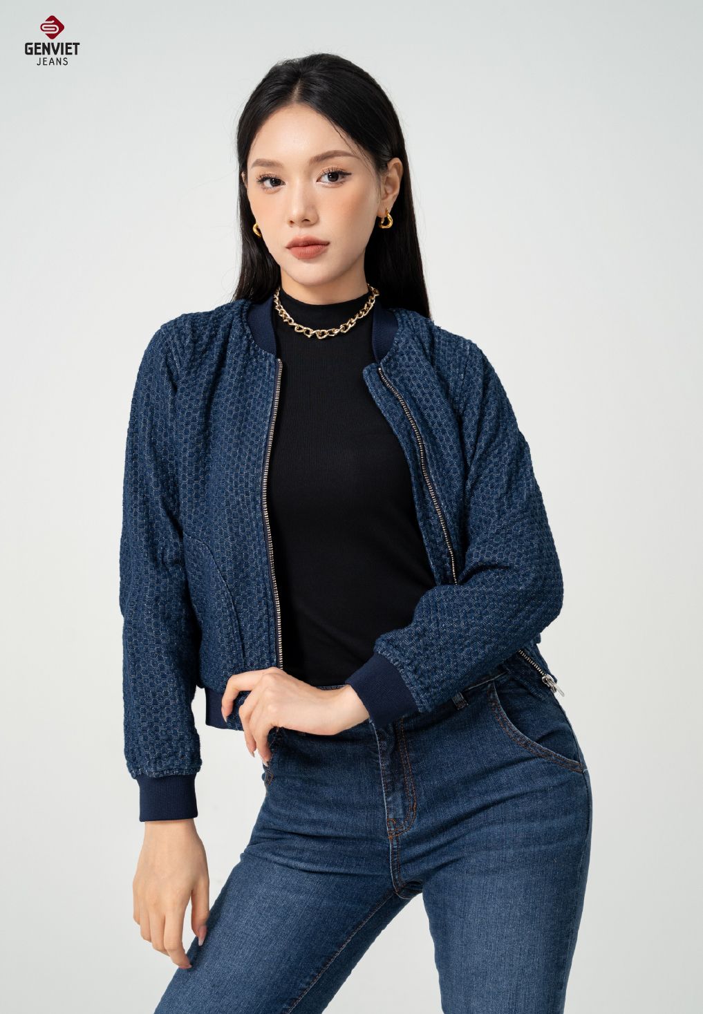  Áo Khoác 1 Lớp Nữ Jeans Bomber TK126J8456 