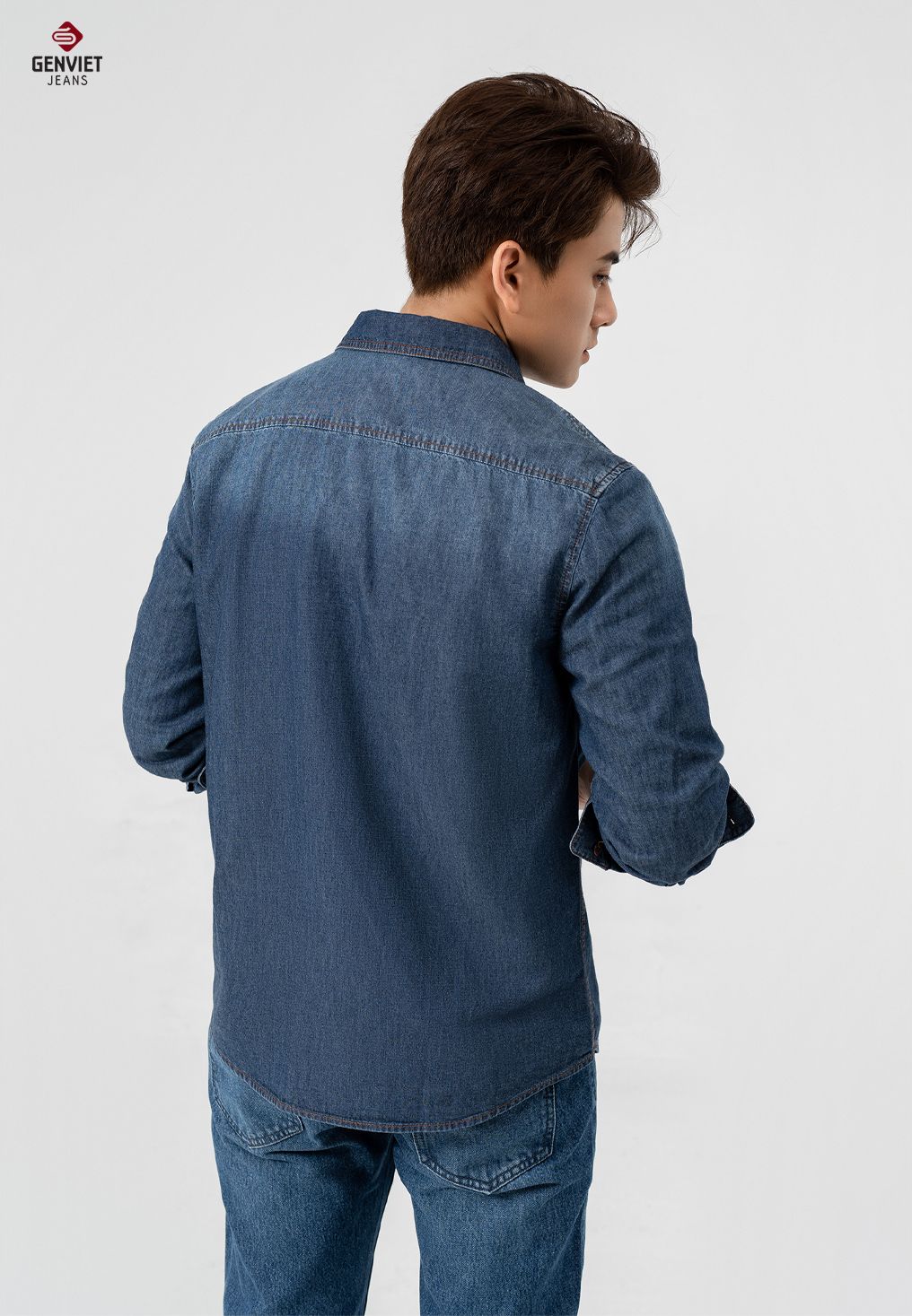  Áo Sơ Mi Dài Tay Nam Jeans Suông D3123J8419 