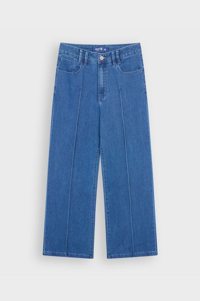 Quần Jean Nữ Ống Suông Vảy Cạp Cao