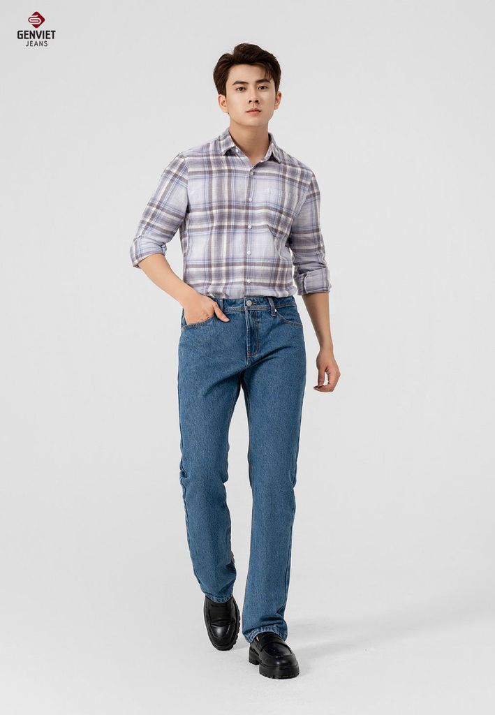 Quần Jeans Nam Ống Đứng D1109J8377