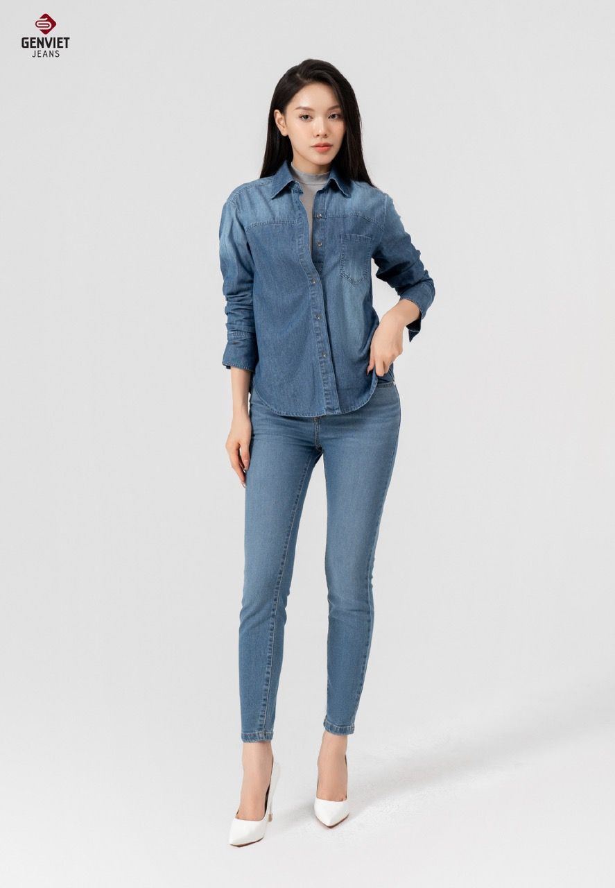  Áo Sơ Mi Dài Tay Nữ Jeans Suông TA124J8425 