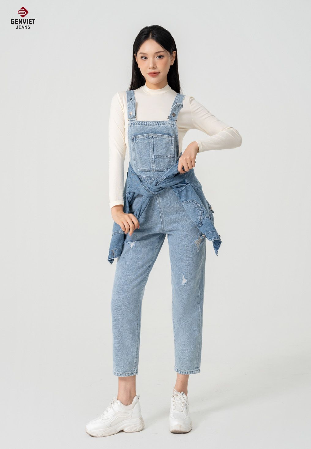  Yếm Dài Nữ Jeans Col Thụng TY104J8416 