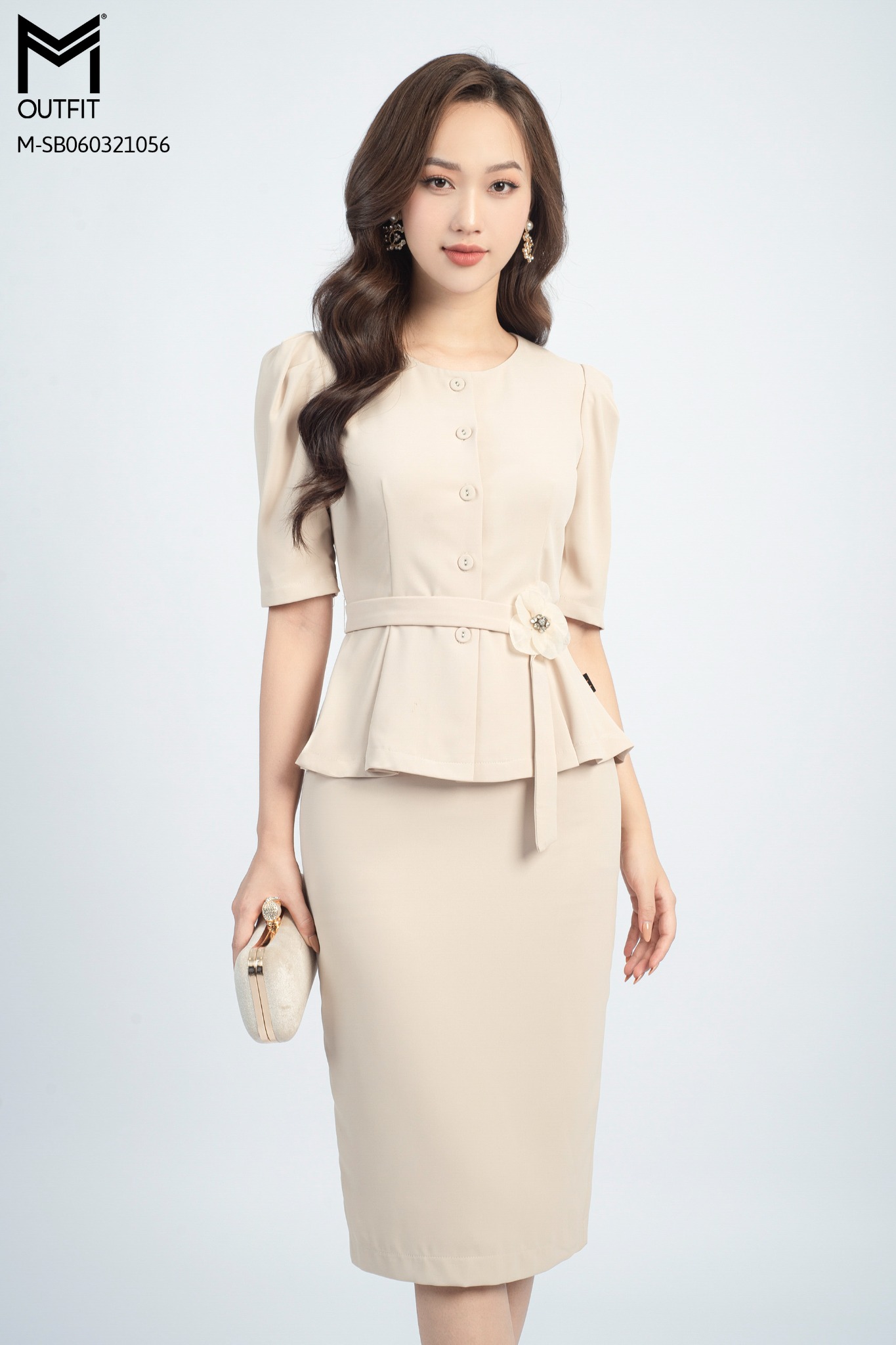 GIGI  Chân váy midi bút chì phối thắt lưng thời trang