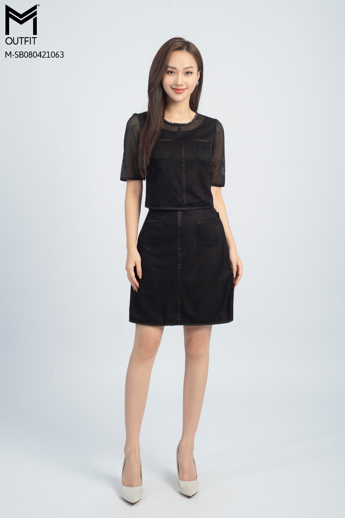 Set áo croptop và chân váy bút chì xinh như ngọc trinh