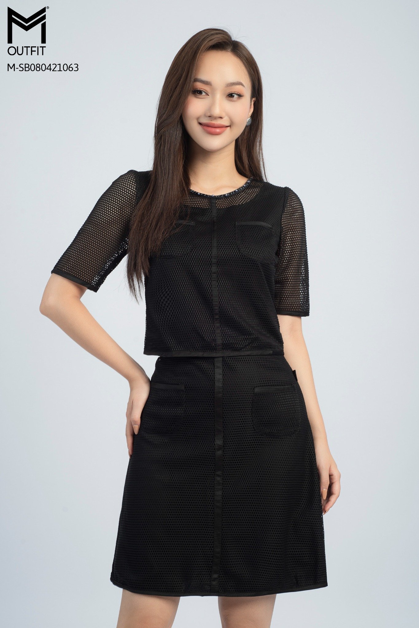 Sét váy len nữ kẻ ngang ôm body sexy sét chân váy len kèm áo croptop