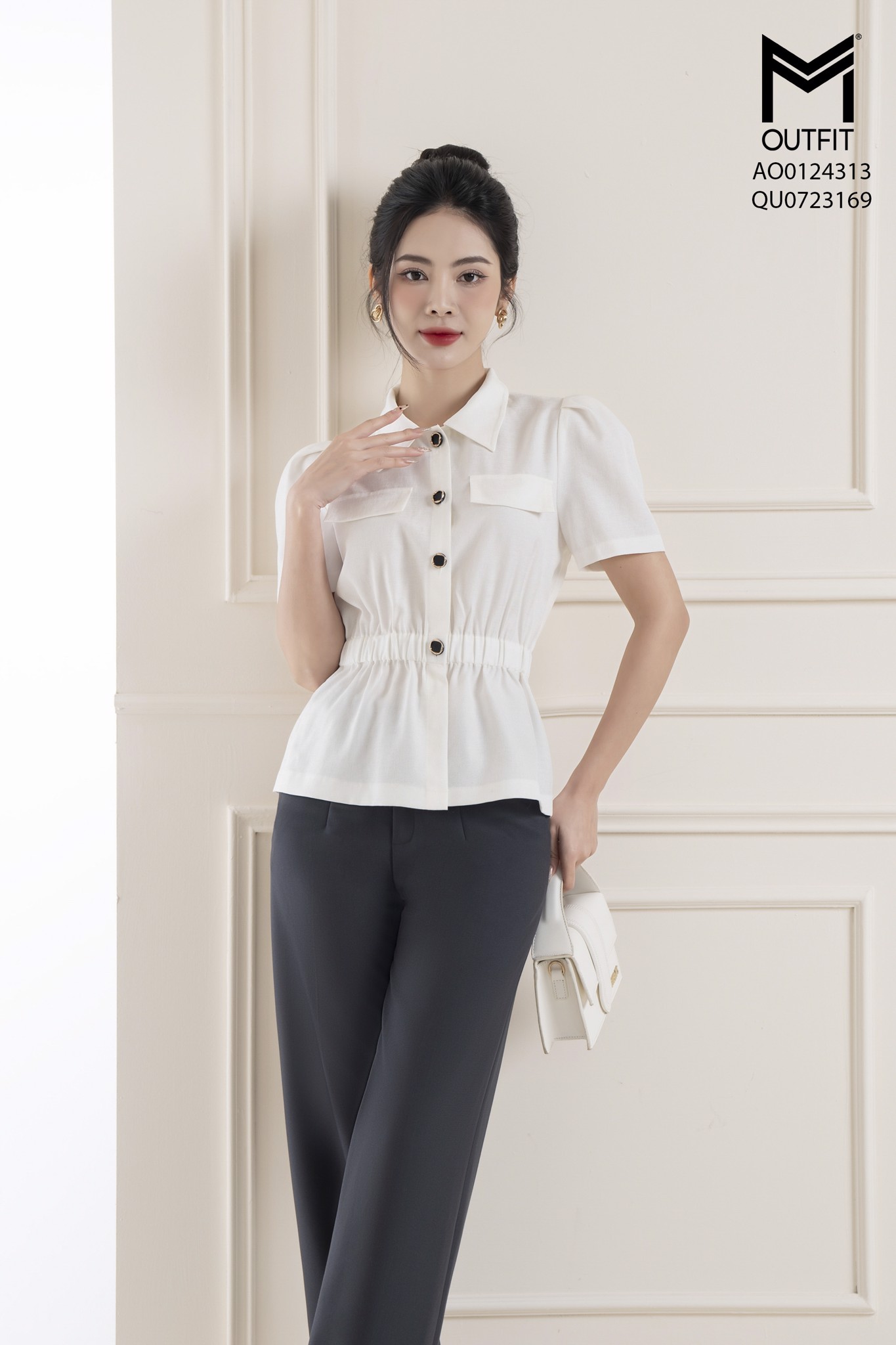 Áo kí giả hai nắp túi + eo bo chun