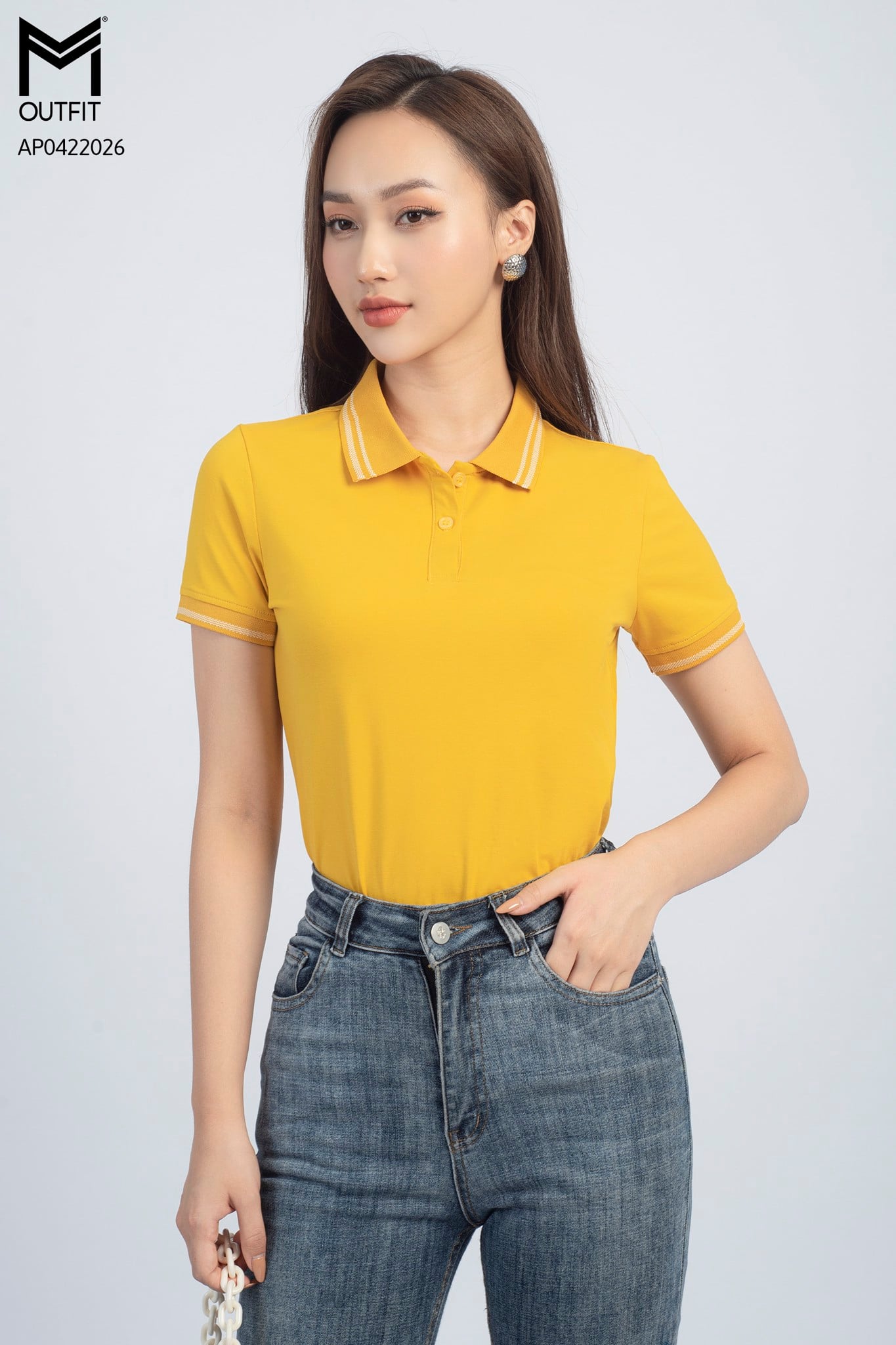 Áo polo lá cổ dệt không chân