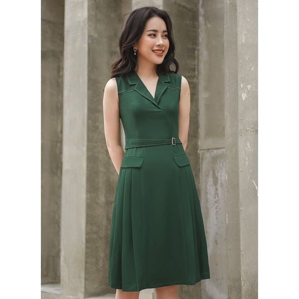 Váy xếp ly cổ vest  V312  HECCI FASHION