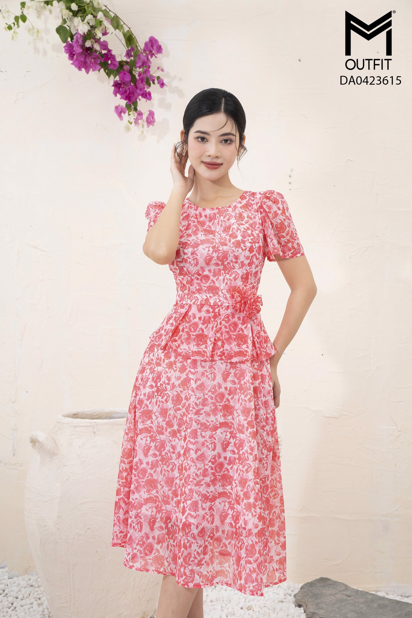 Đầm peplum đính hoa TT