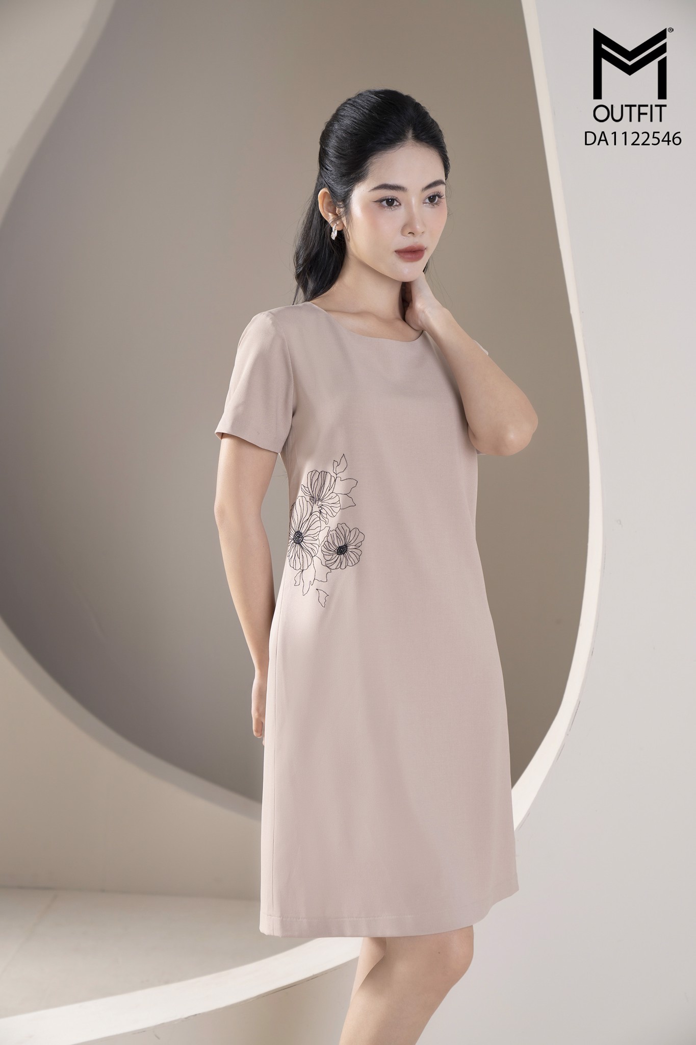 ĐẦM DÁNG A, THÊU HOA THÂN