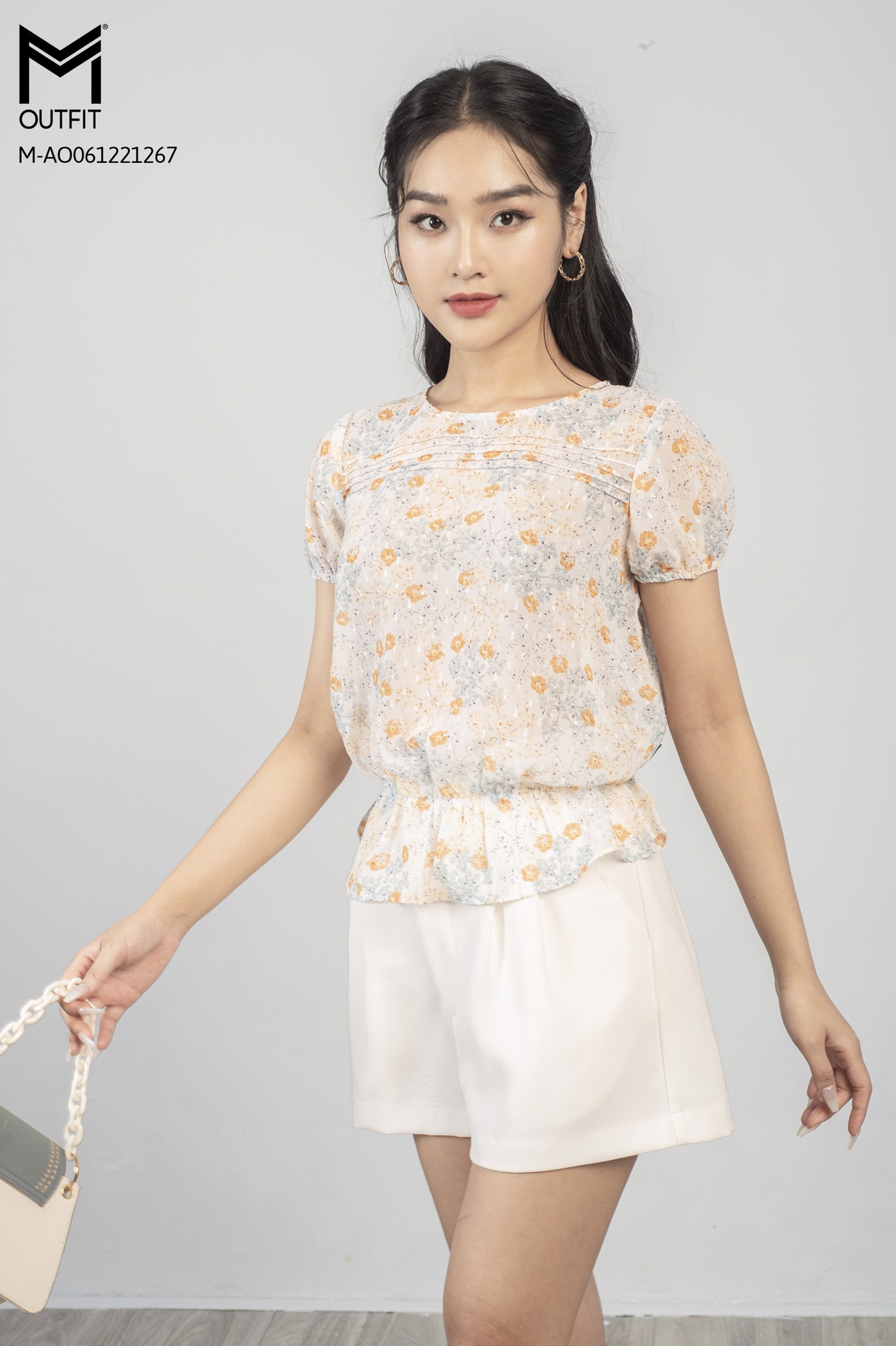 Áo sơ mi tay cộc, chun eo