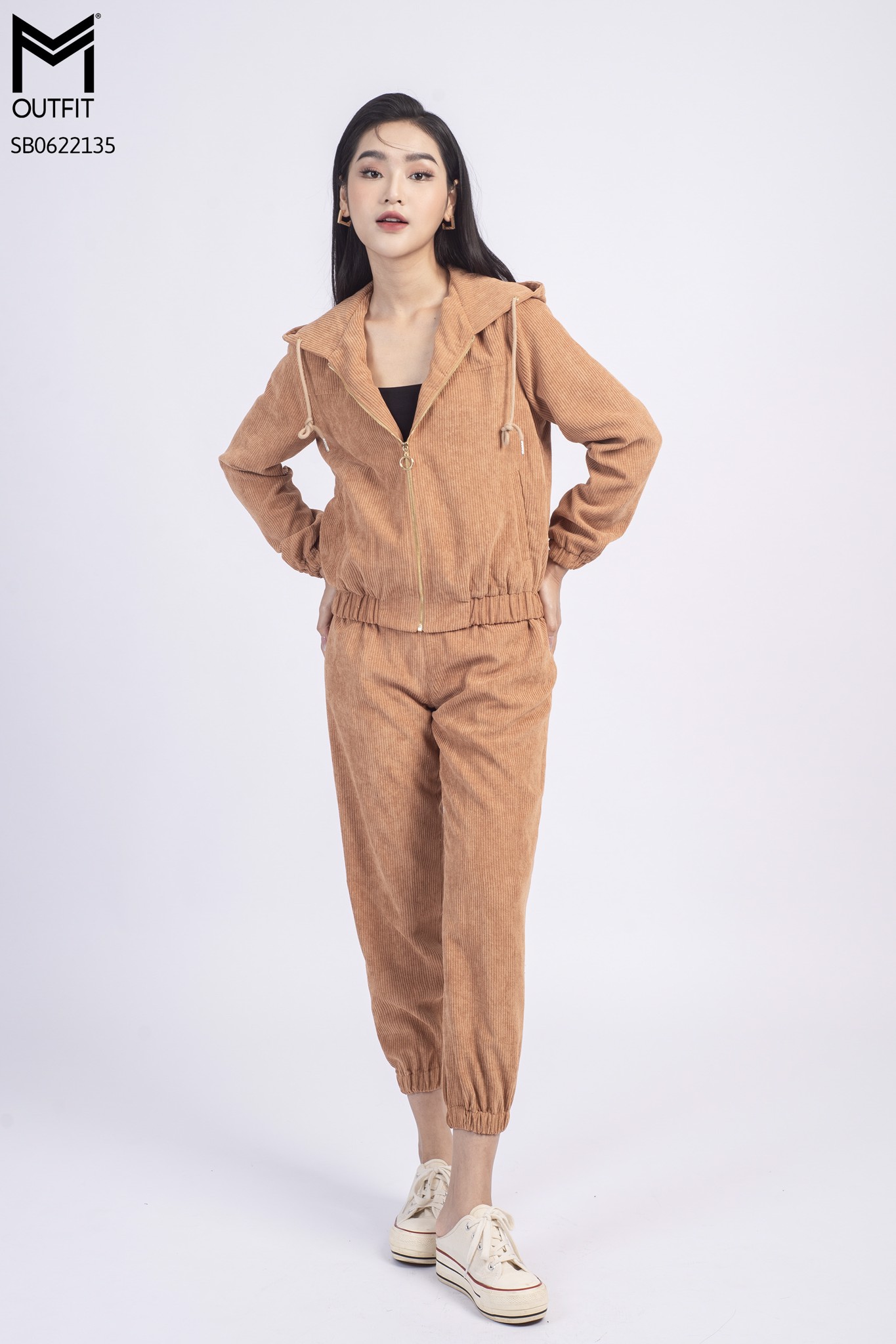 Set bộ áo, quần bo chun gầu có mũ