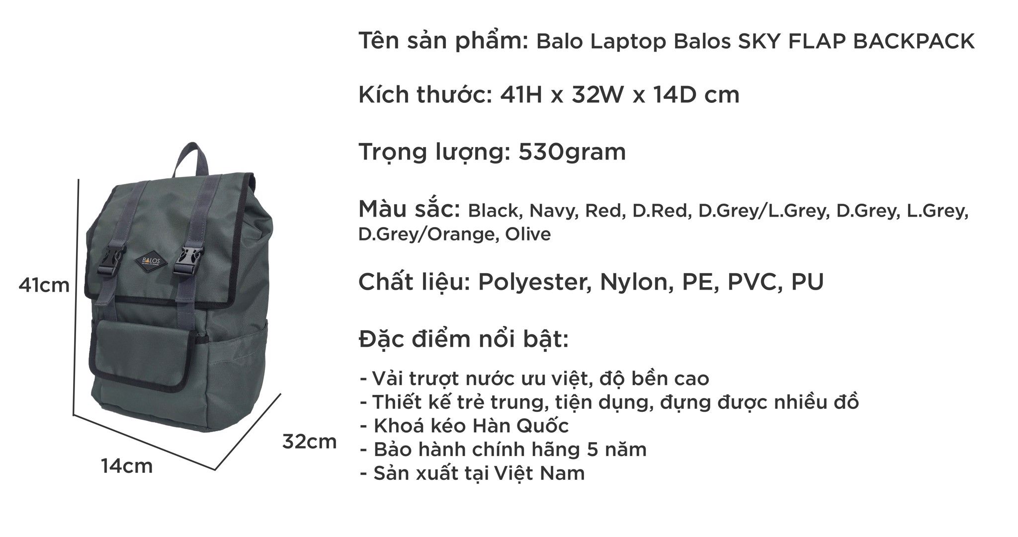  Balos SKY FLAP D.Grey Backpack - Balo Laptop thời trang 