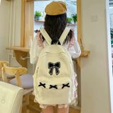  May Balo Nữ Phong Cách Hàn Quốc, Dung Tích Lớn, Nơ Đen Xinh Xắn Theo Yêu Cầu - BL24130 