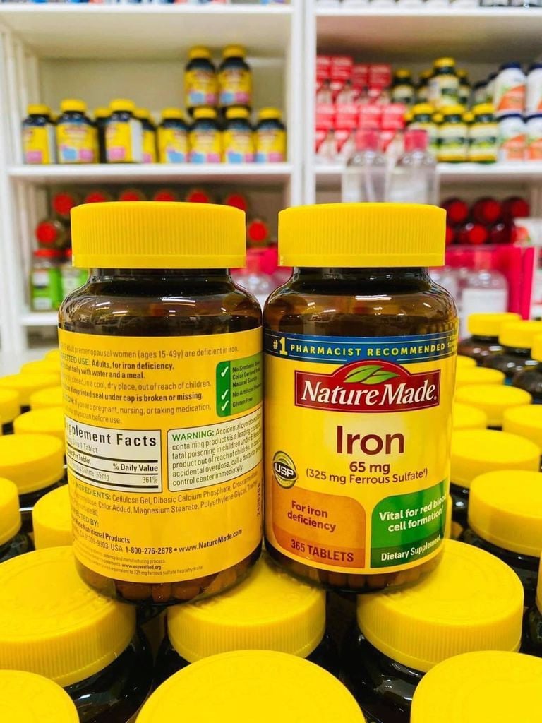 Viên uống bổ sung sắt Nature Made Iron 65mg - 365 viên