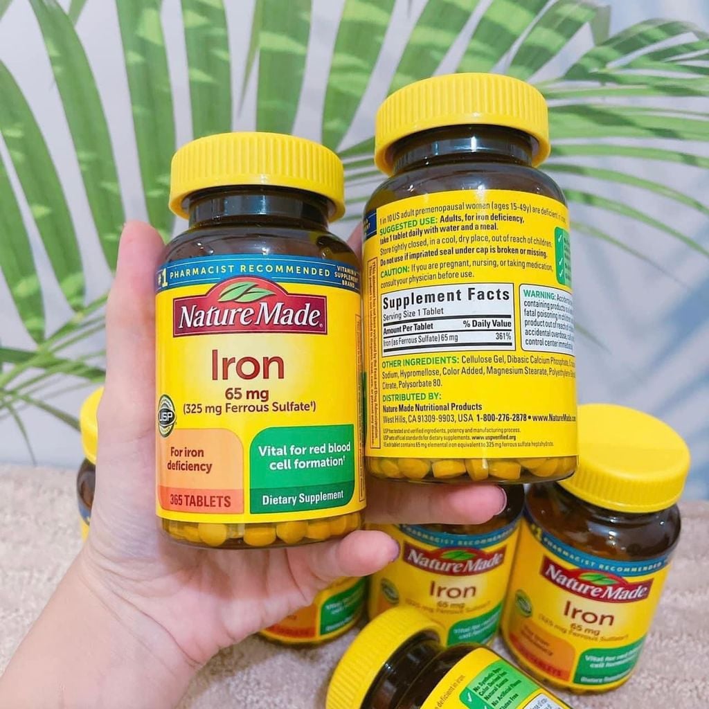 Viên uống bổ sung sắt Nature Made Iron 65mg - 365 viên