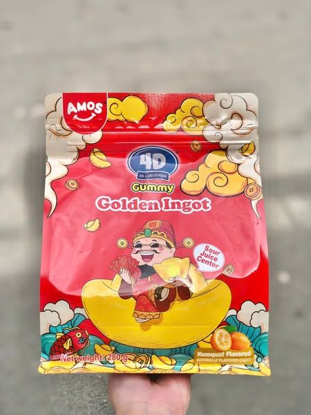 Kẹo Dẻo Thỏi Vàng AMOS 4D 280g - Hương Vị Ngọt Ngào, Đầy Màu Sắc