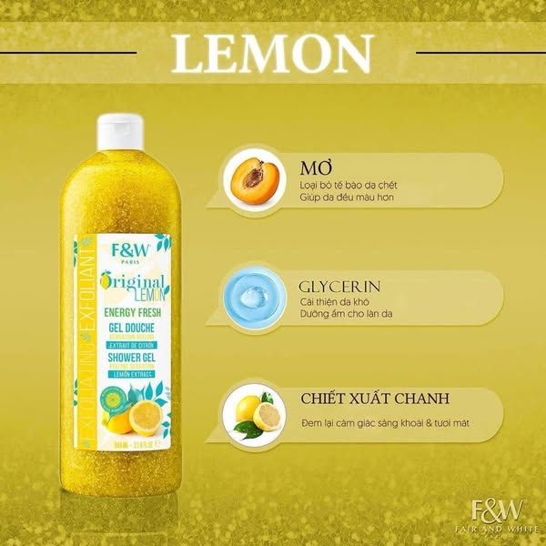 Sữa Tắm Hạt F&W Original Lemon 940ml (Chai)