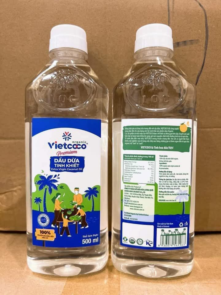 Dầu Dừa Tinh Khiết Vietcoco - 500ml (Chai)