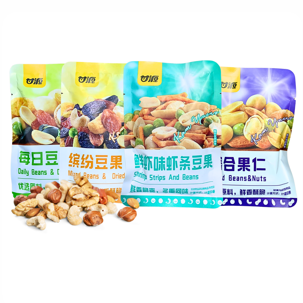Hạt dinh dưỡng tẩm vị, đậu mix hạt & trái cây sấy khô Kam Yuen - Set 10 Gói