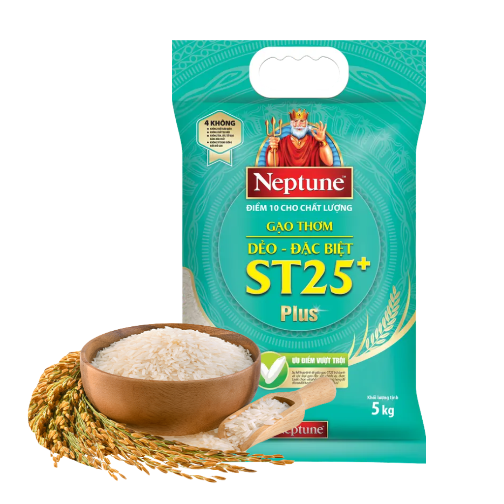 Gạo Thơm Dẻo Đặc Biệt ST25+ Plus NEPTUNE - Túi 5KG
