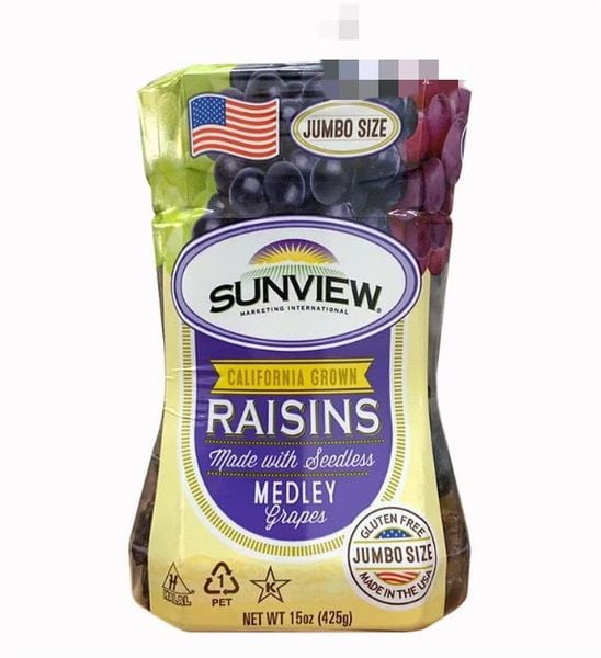 Nho Khô Raisins Sunview Mỹ - Hộp 425g Mẫu Mới