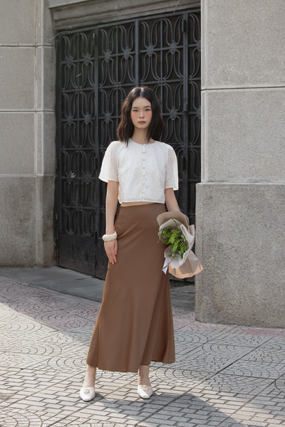  Chân váy Pina Silk Skirt in Brown 