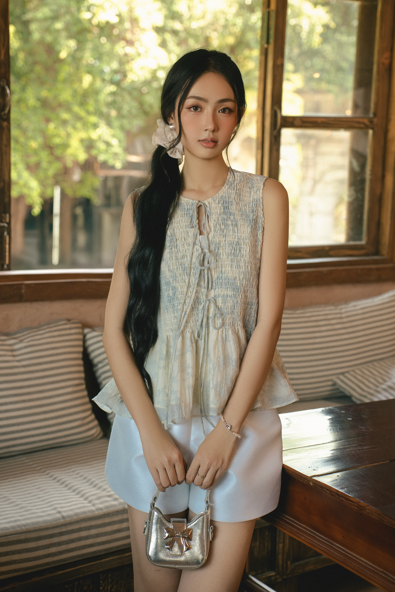 Áo Floralie Fleur Top in Blue