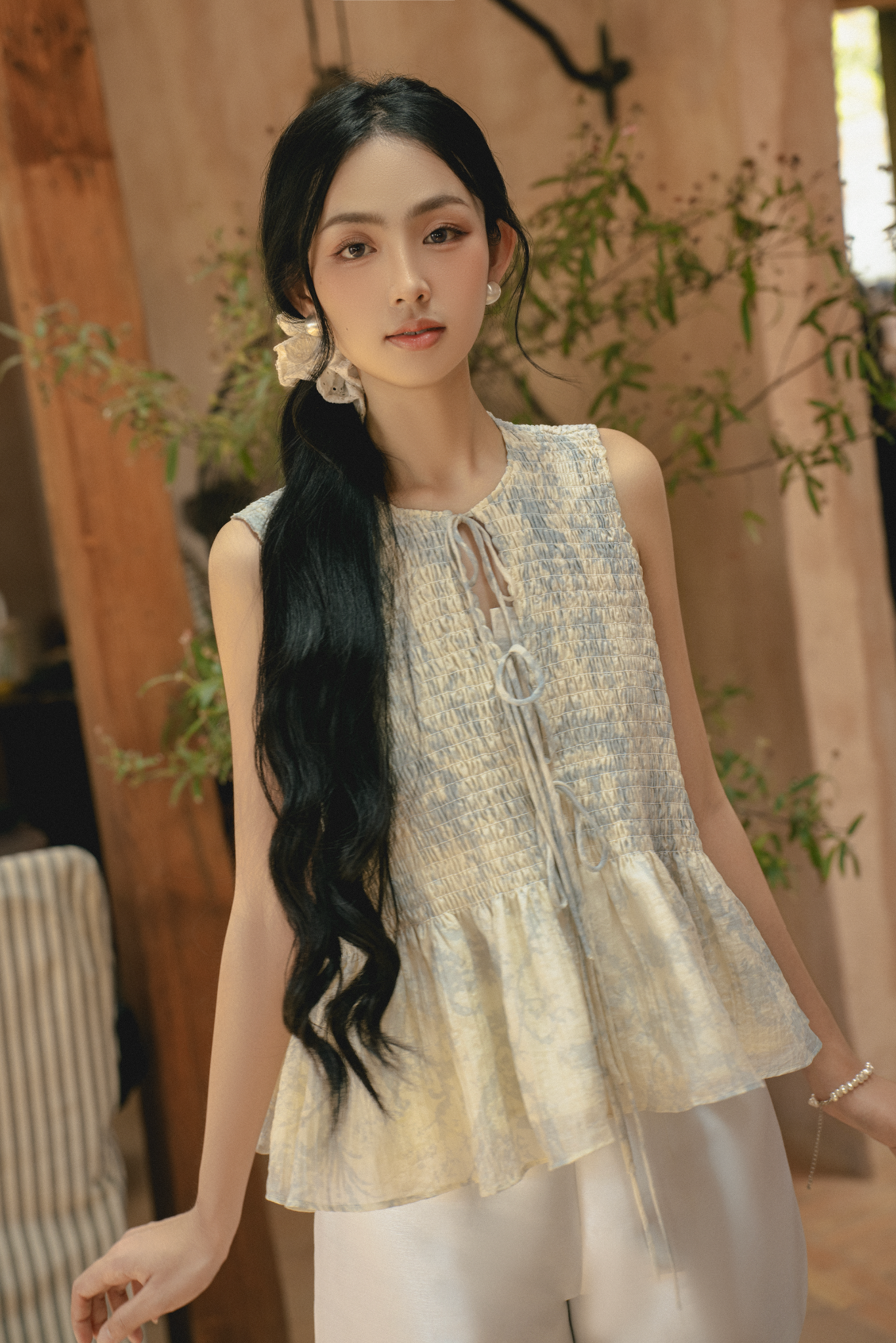 Áo Floralie Fleur Top in Blue