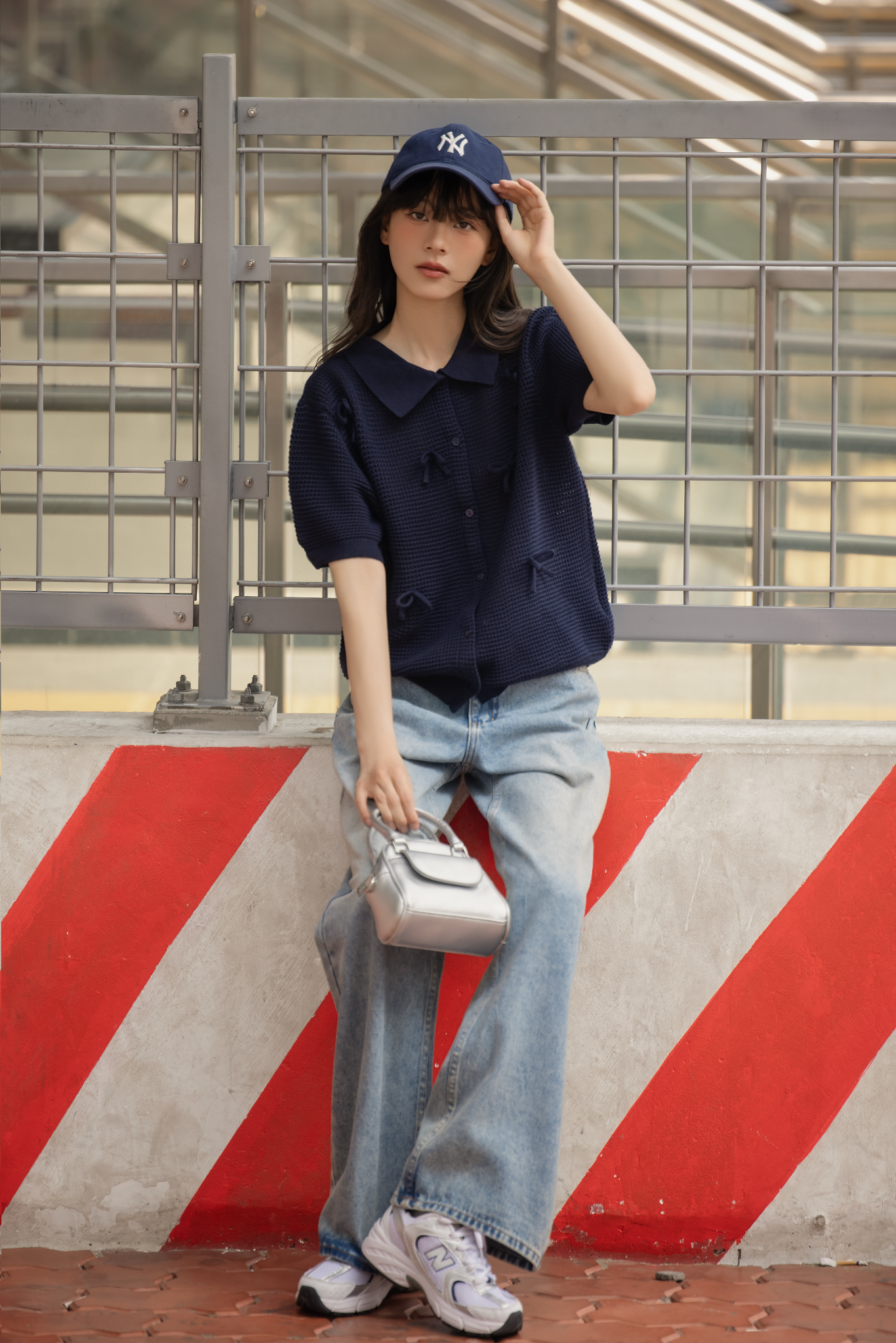 Áo Micha Top in Navy