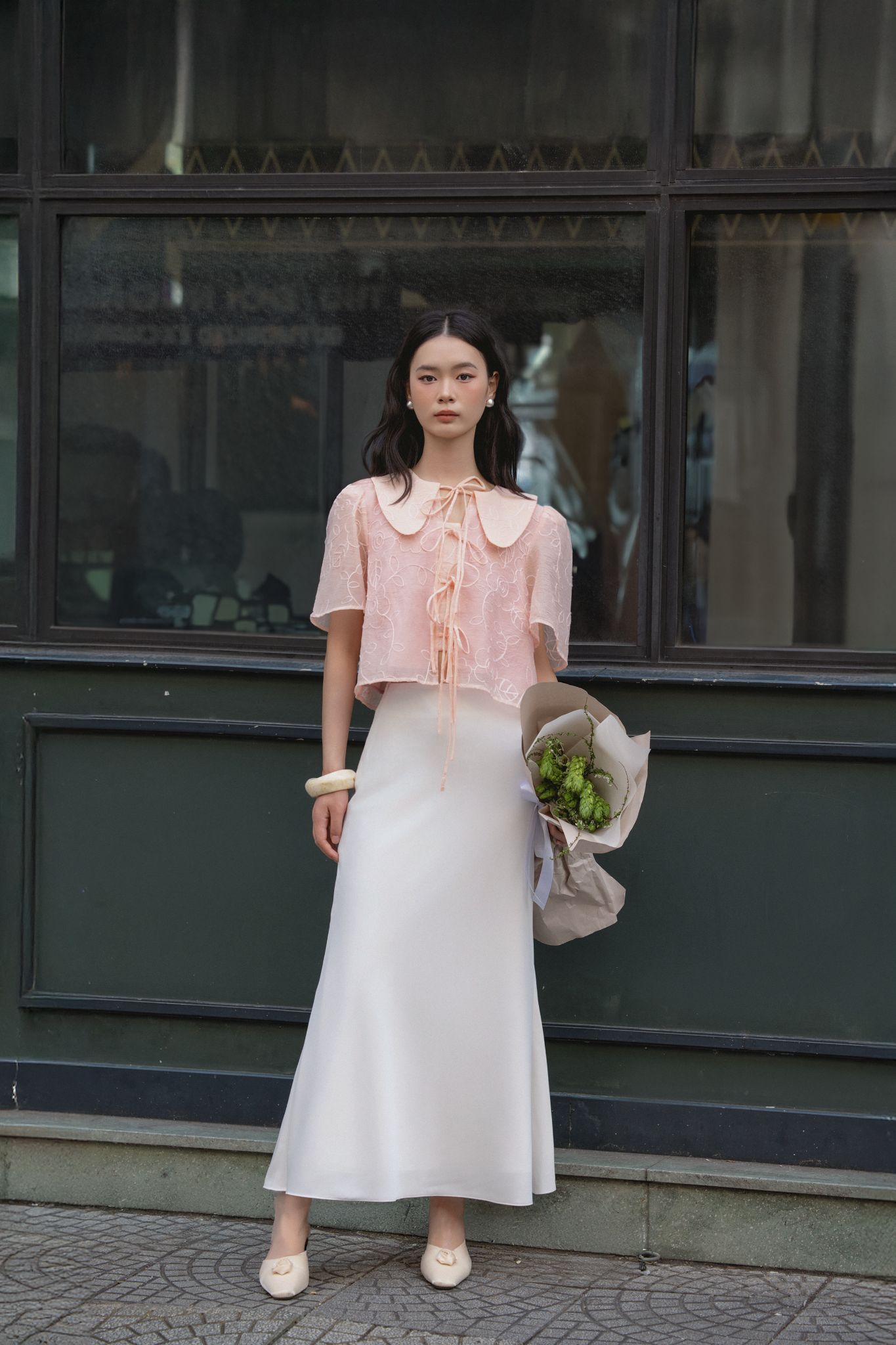 Chân váy Pina Silk Skirt in White