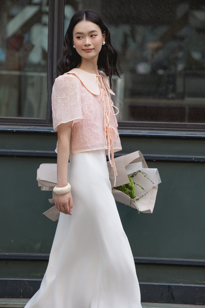  Chân váy Pina Silk Skirt in White 