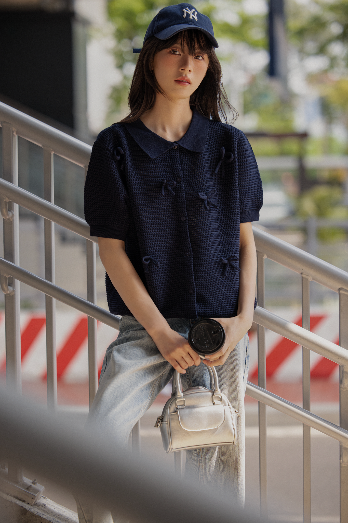 Áo Micha Top in Navy