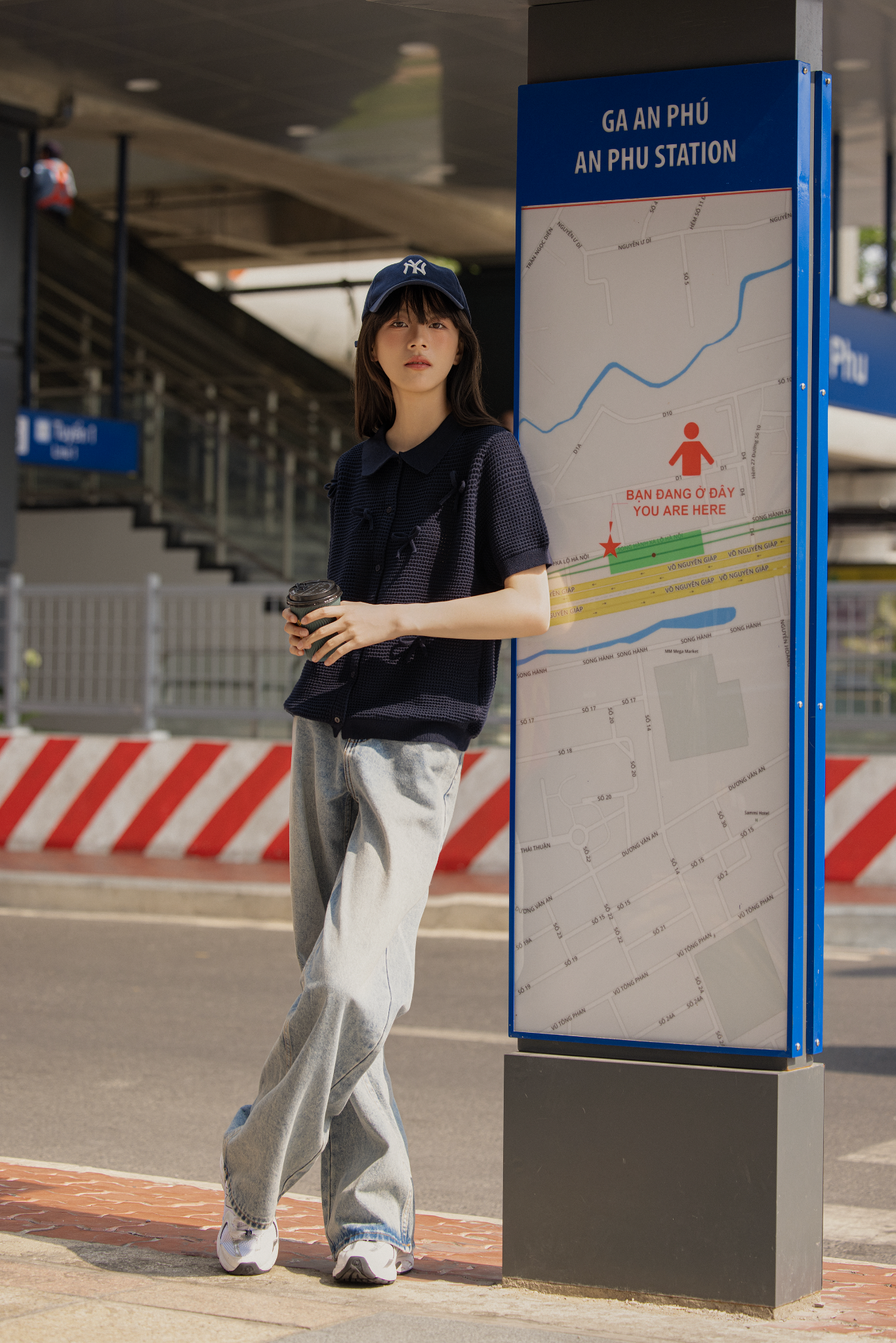 Áo Micha Top in Navy