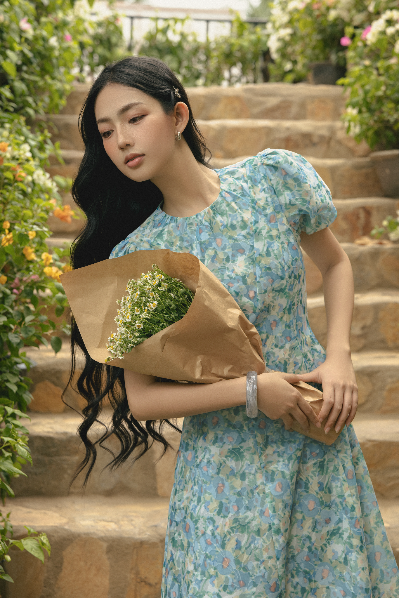Jenesi Floral Dress in Blue