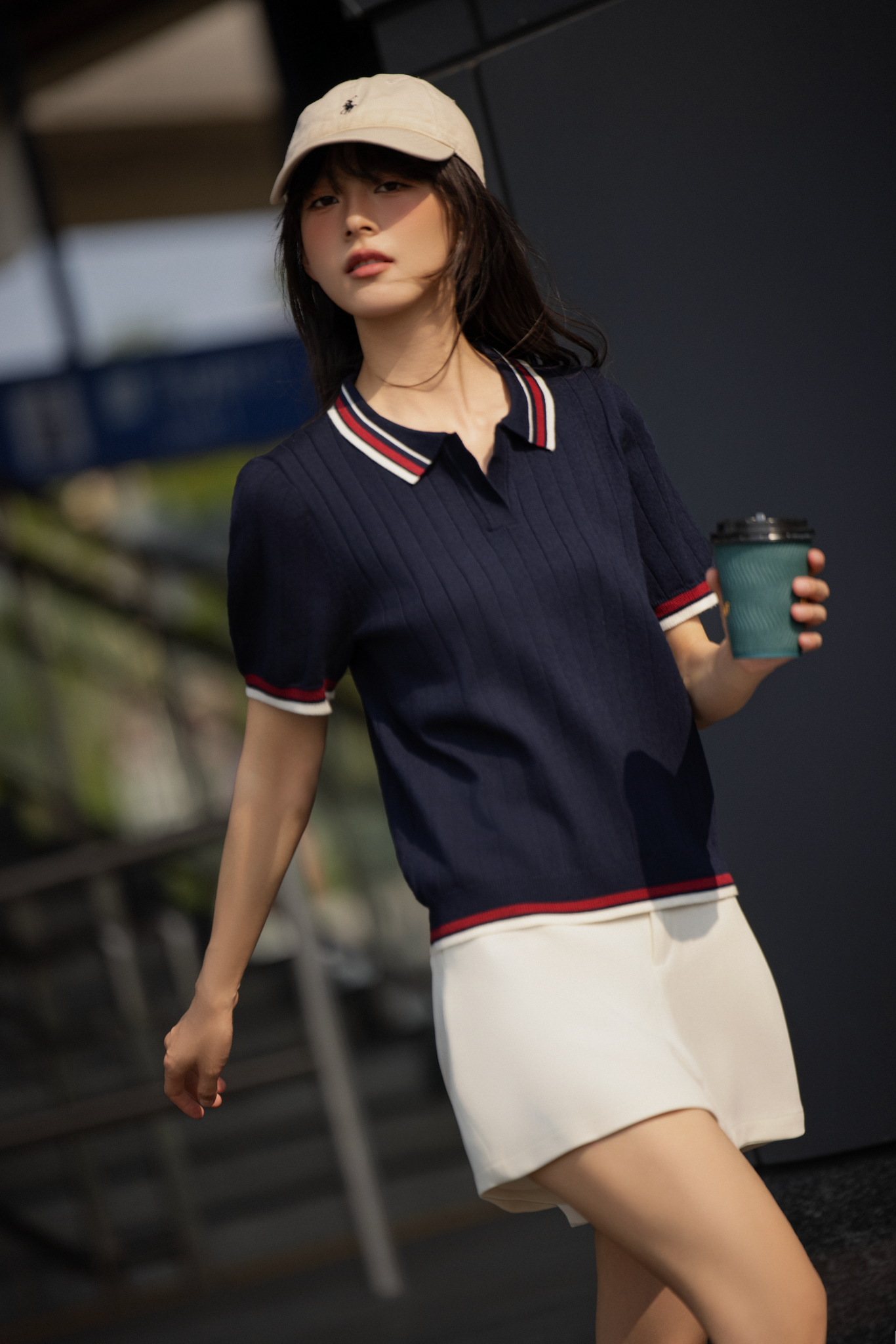 Áo Loxley Knit Top in Navy