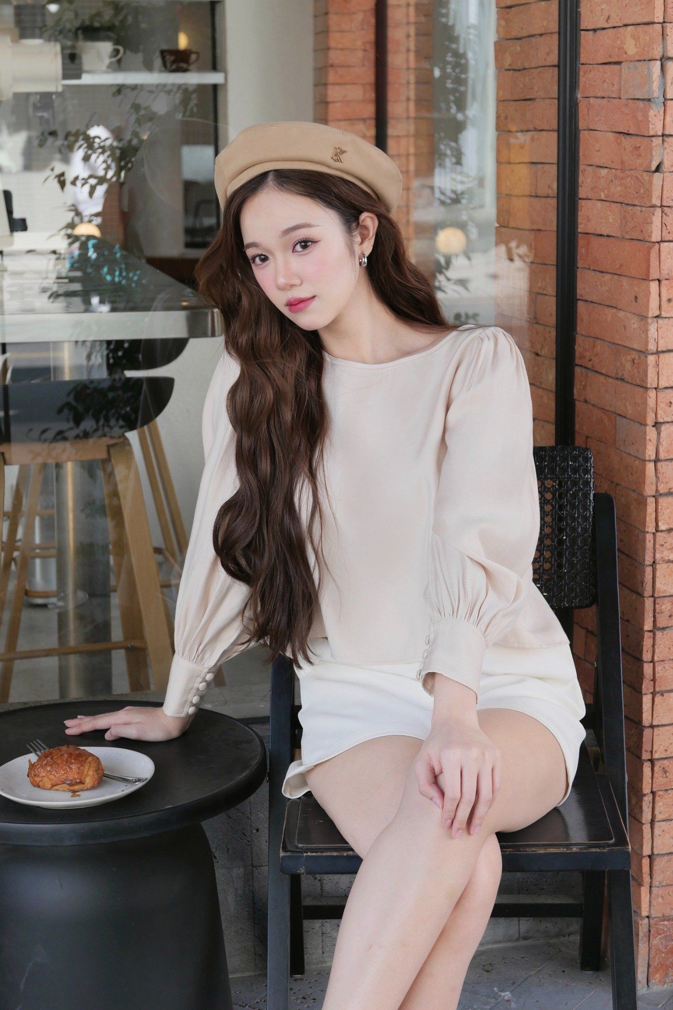 Áo Kerensa Top in Cream