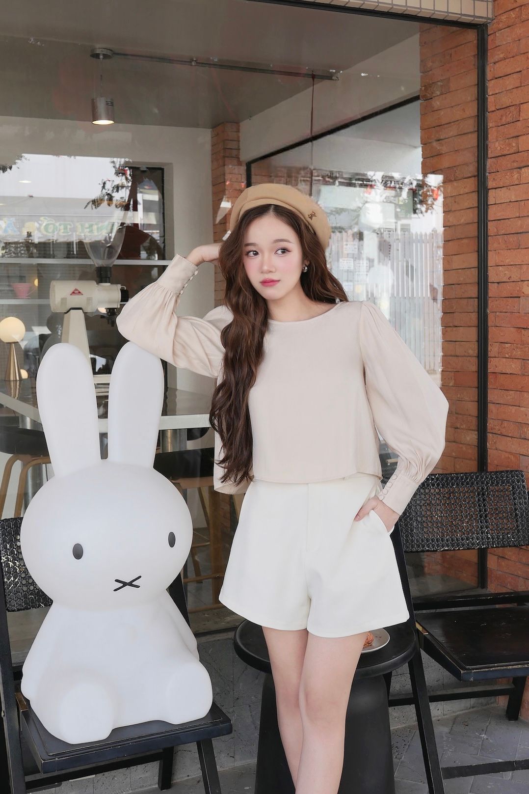 Áo Kerensa Top in Cream