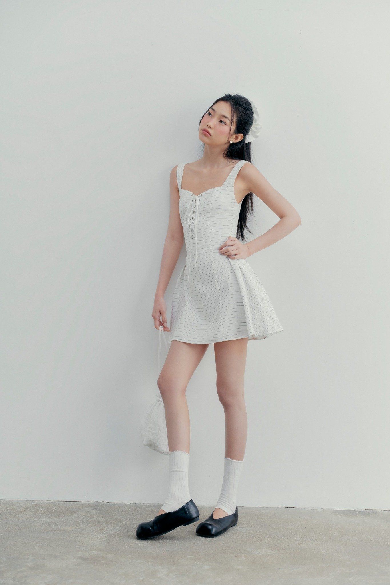 Eilidh Striped Dress in White