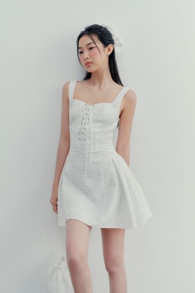  Eilidh Striped Dress in White 