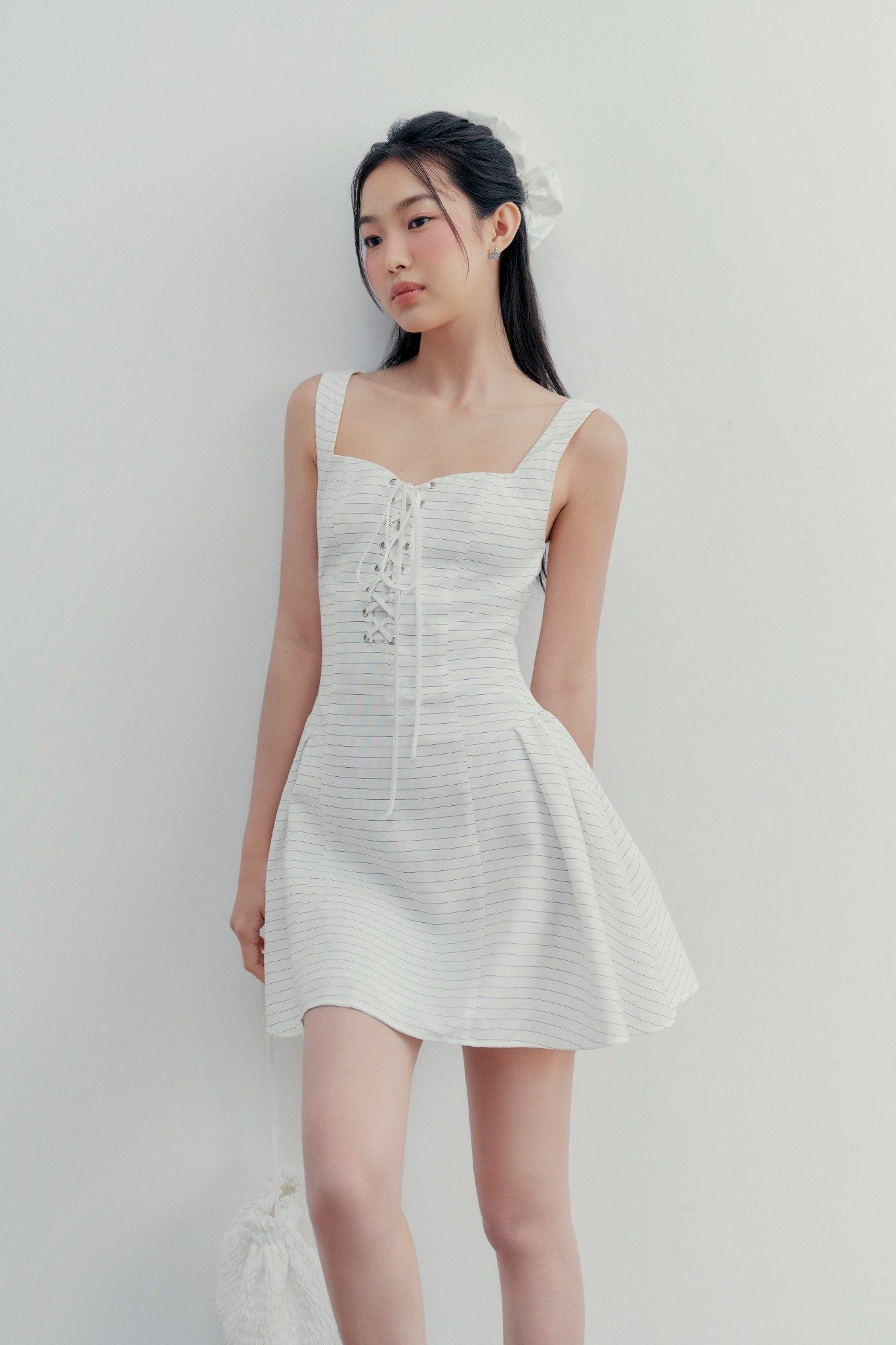 Eilidh Striped Dress in White