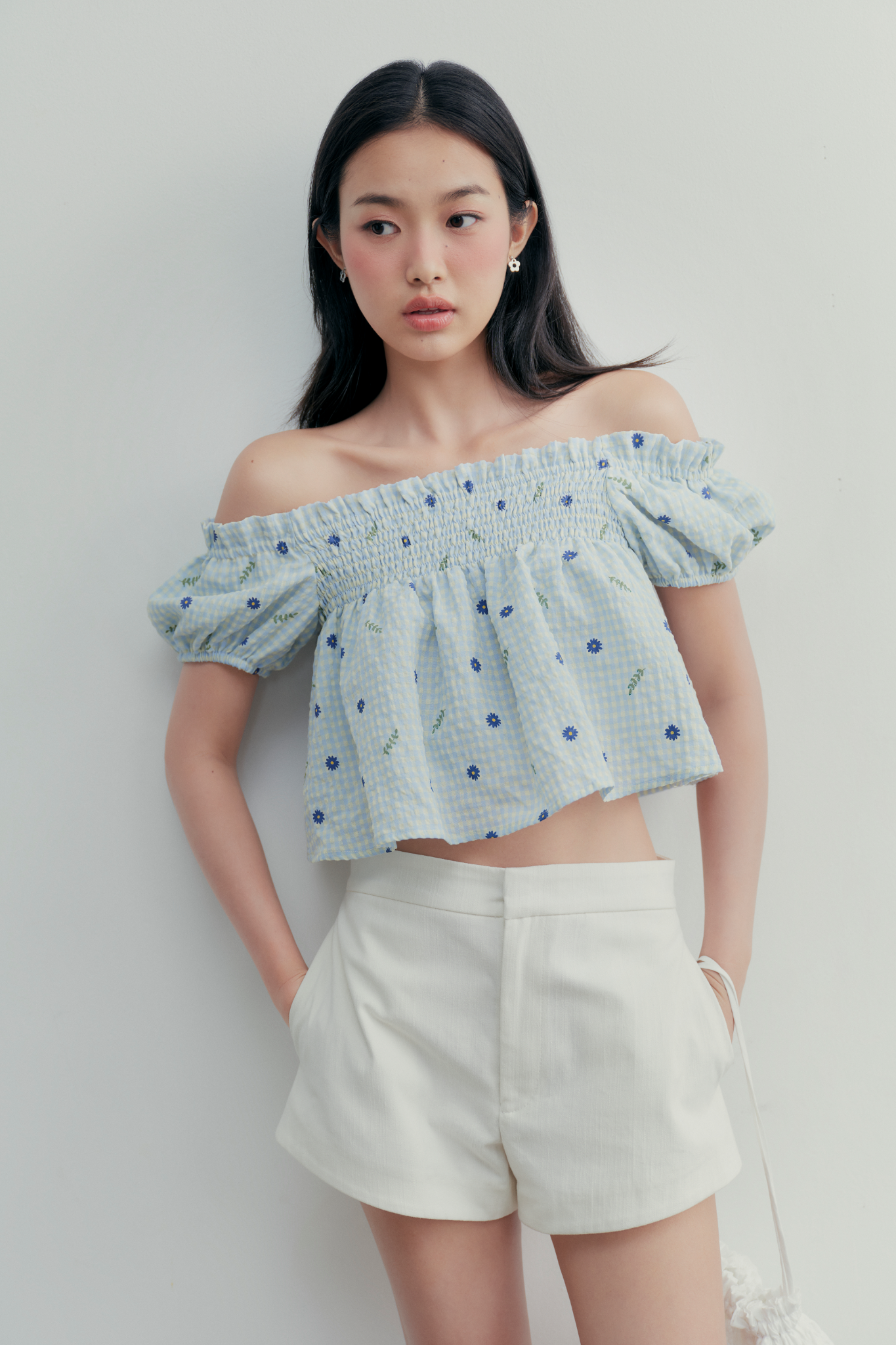 Áo Babette Fleur Top in Blue