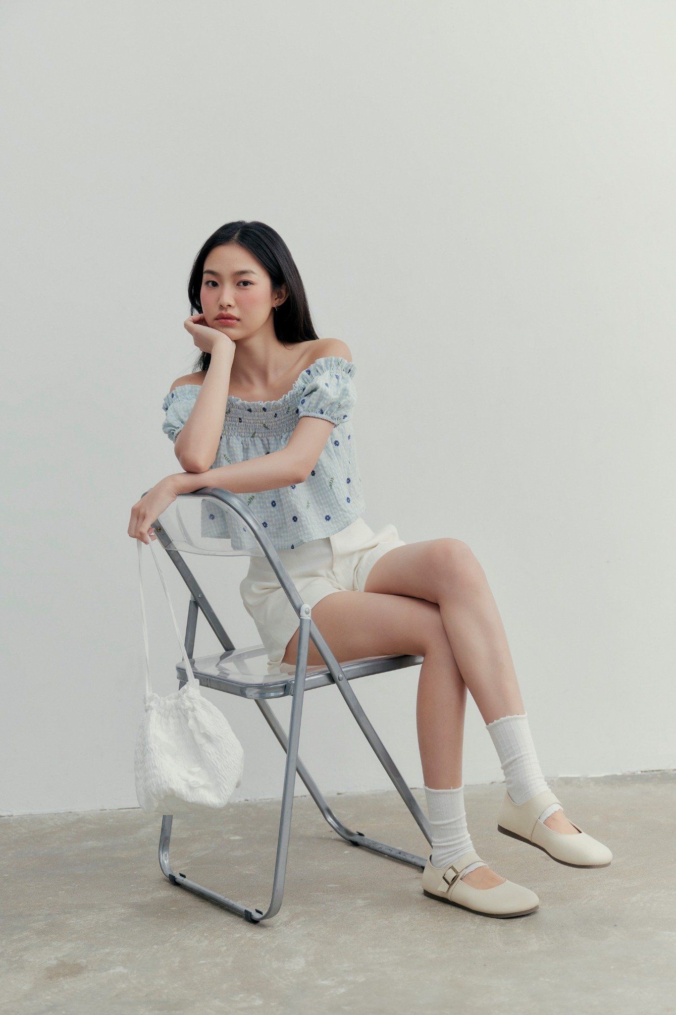 Áo Babette Fleur Top in Blue
