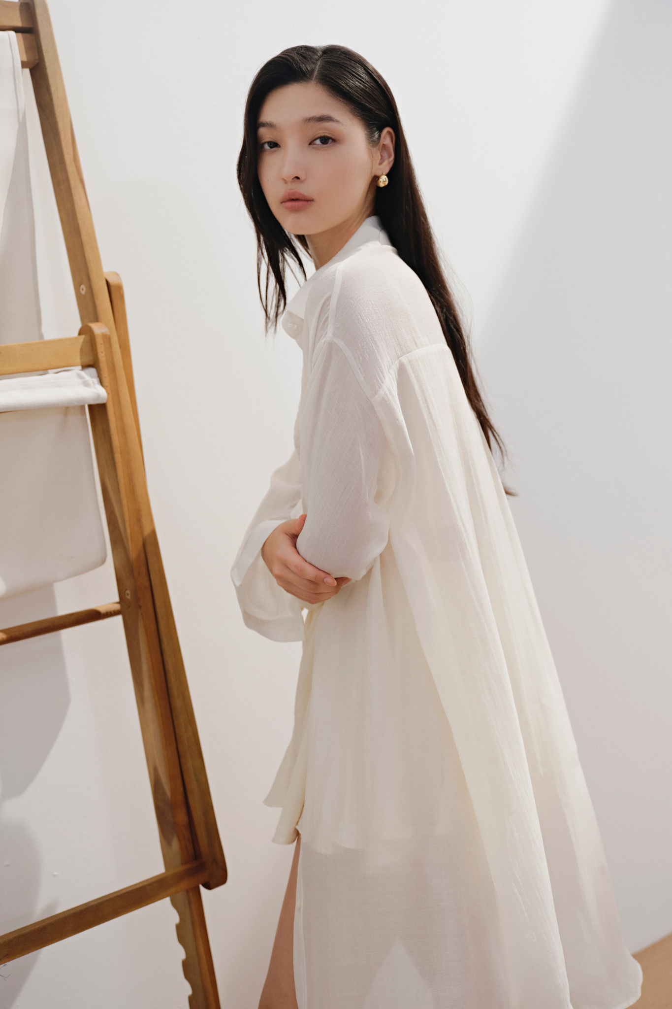 Áo khoác voan Chiffon Longline Shirt nhiều màu