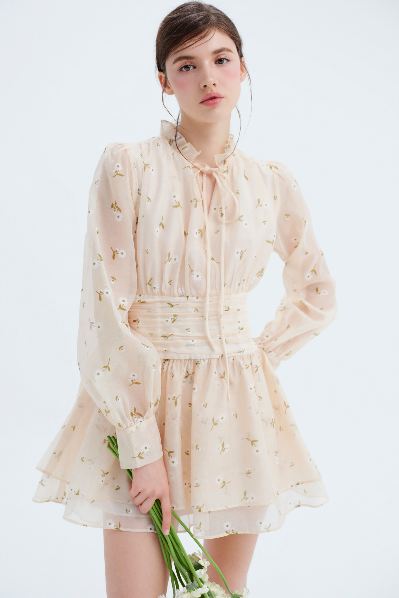 Serafina Fleur Dress in Beige