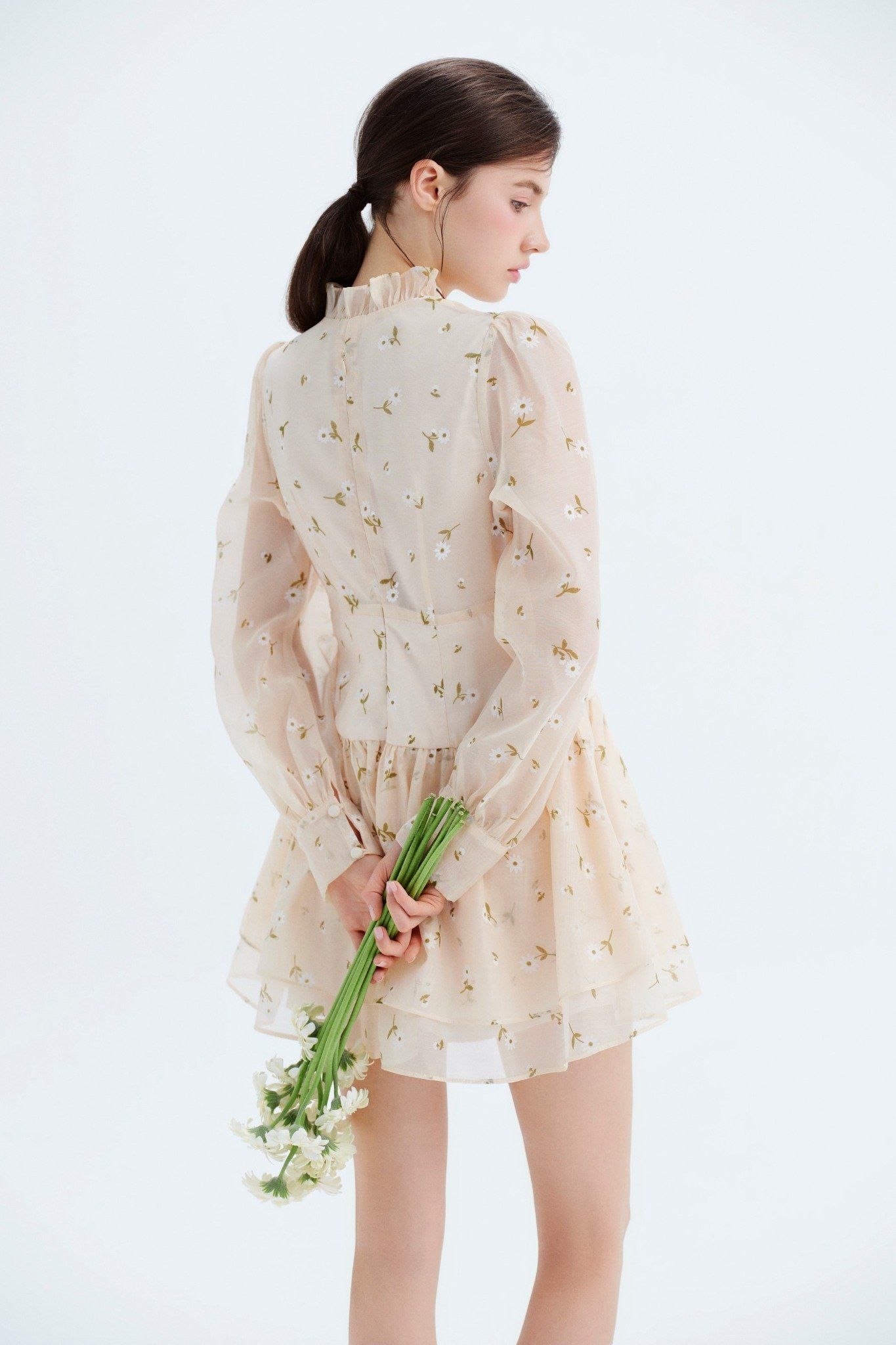 Serafina Fleur Dress in Beige